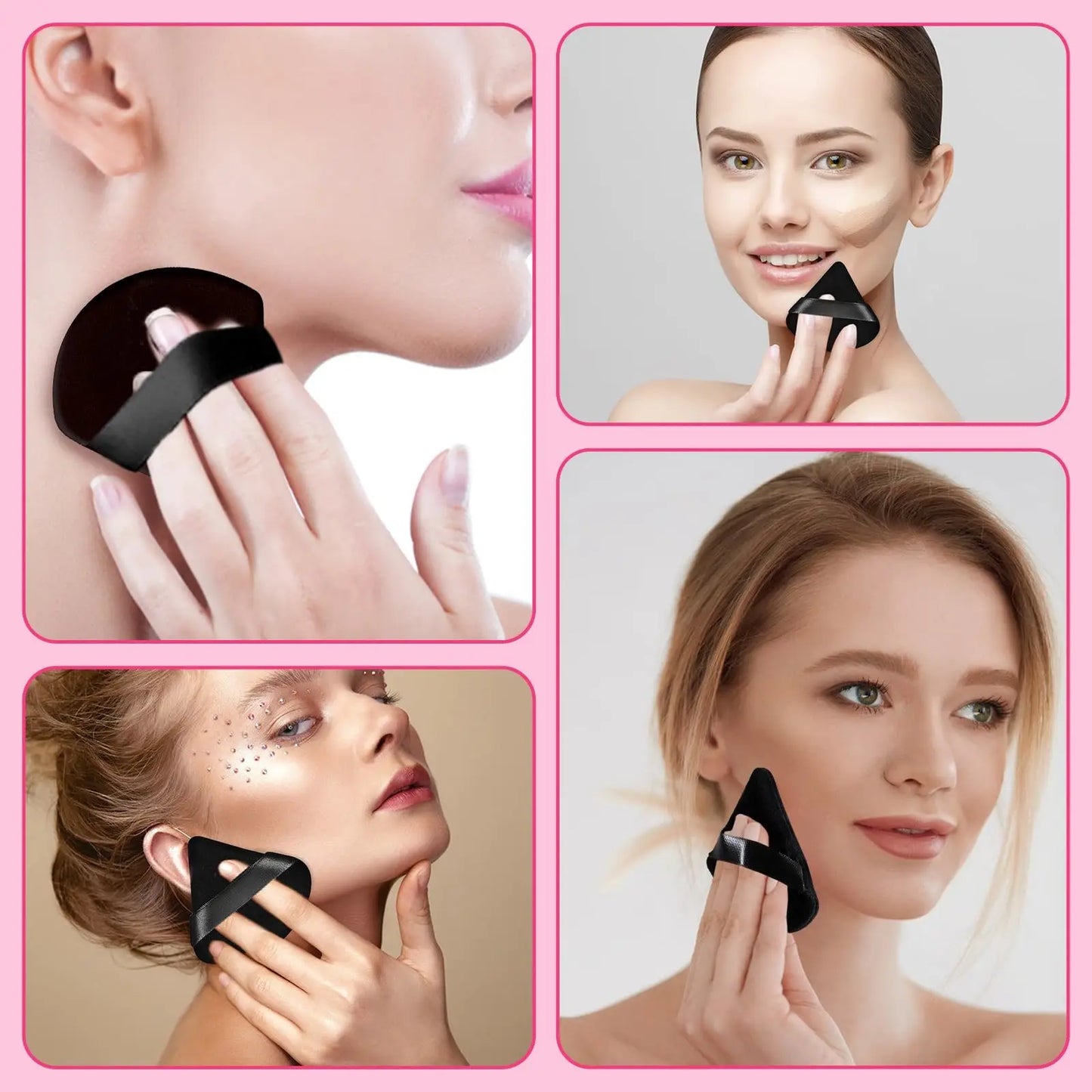 50PcsTriangle Powder Puff,Soft Velour Face Makeup Sponge Powder Puffs,Loose Powder Cosmetic Foundation Mineral Powder Wet Dry-Bl