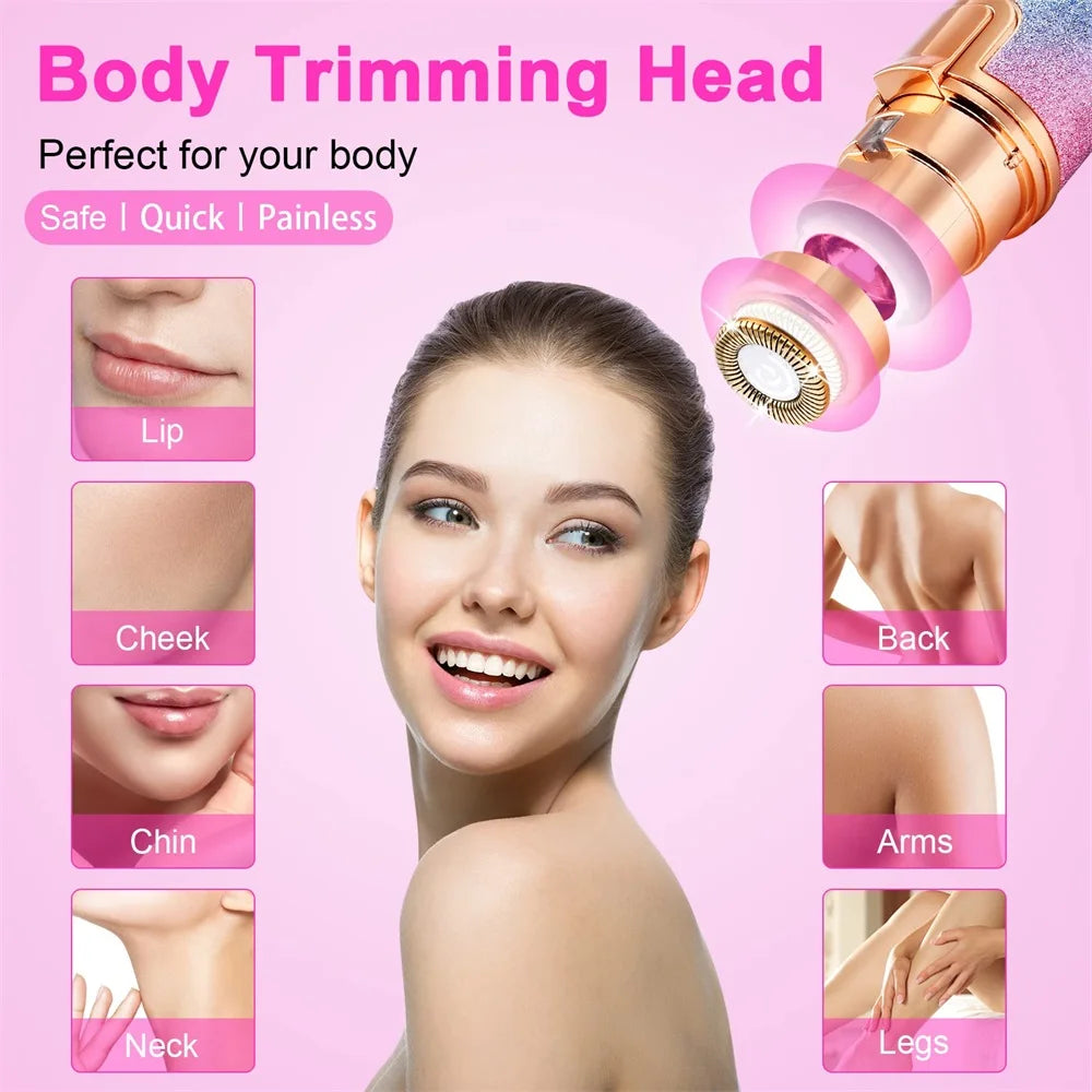 2 In1 Electric Eyebrow Trimmer Painless Eye Brow Mini Shaver Razors Portable Facial Hair Remover Women Built-in LED Light