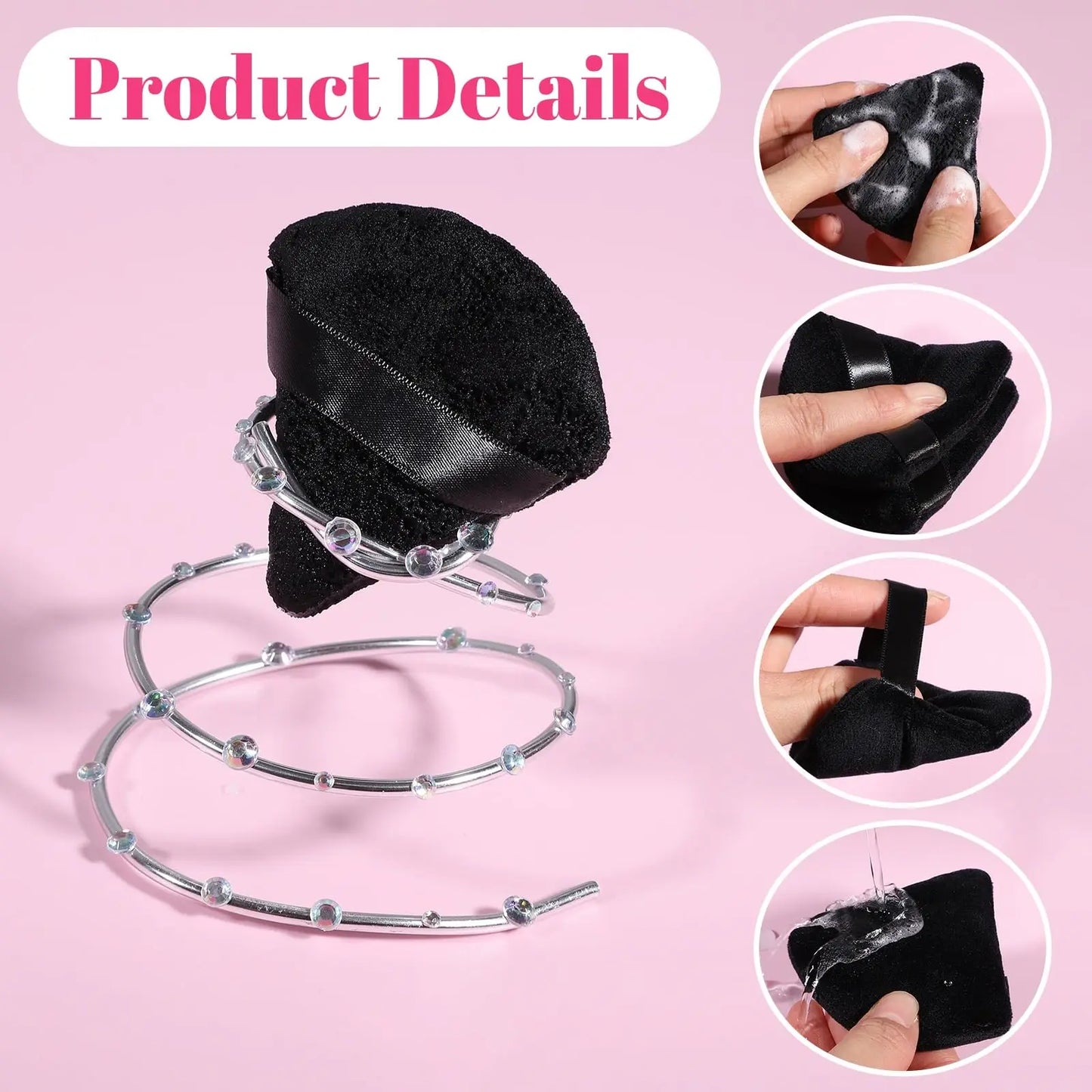 50PcsTriangle Powder Puff,Soft Velour Face Makeup Sponge Powder Puffs,Loose Powder Cosmetic Foundation Mineral Powder Wet Dry-Bl